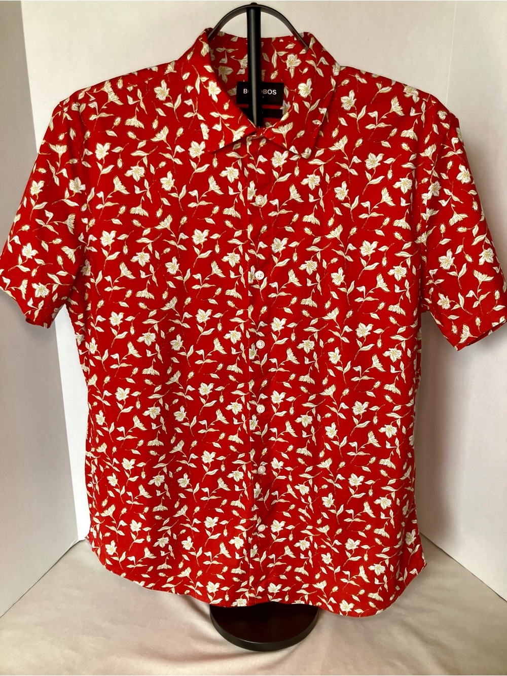 Bonobos Slim Fit Riviera Short Sleeve Shirt - Red & White Floral Size L